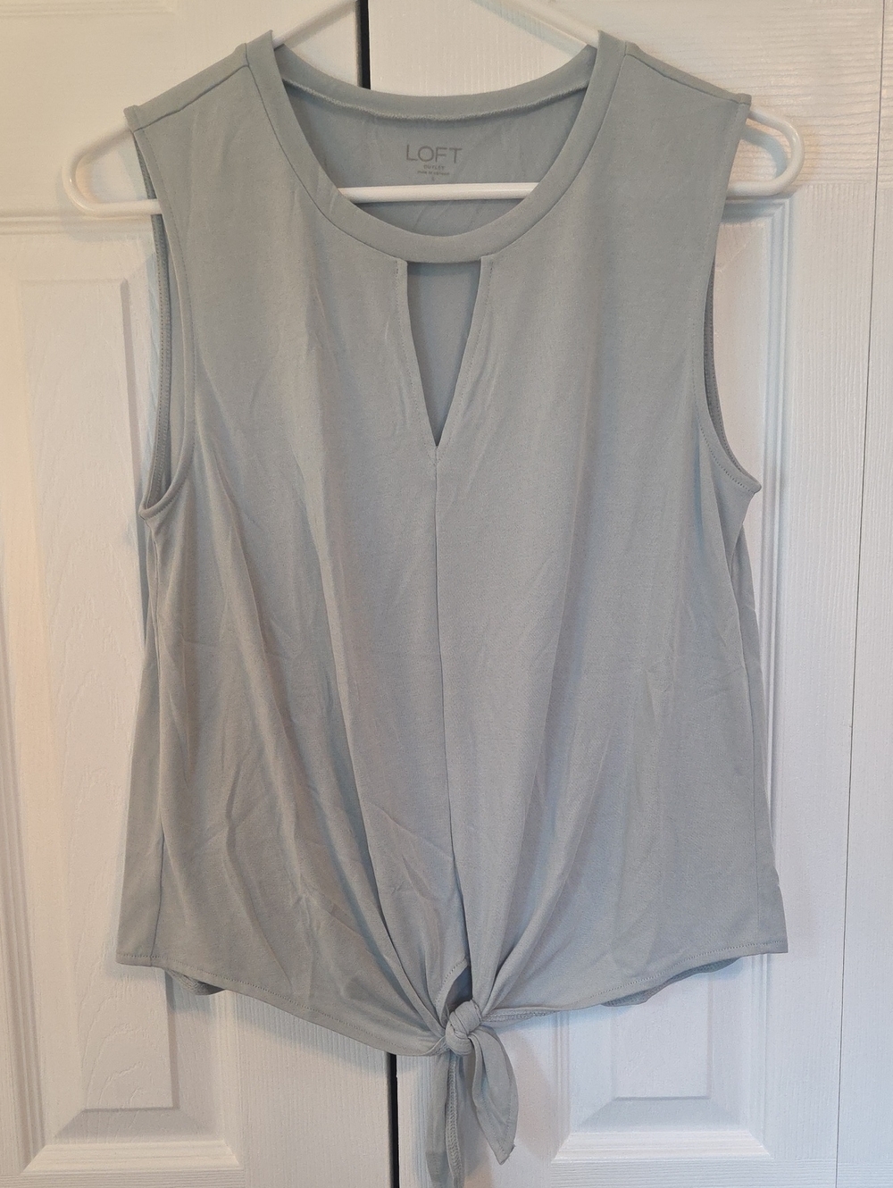 LOFT Pale Blue Sleeveless Tie-Front Tank